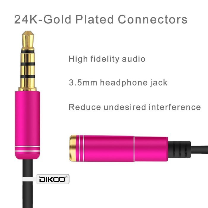 DIKOO 35510011 AUX 3.5mm Male to Male Stereo Audio Cable with In-line Microphone N31