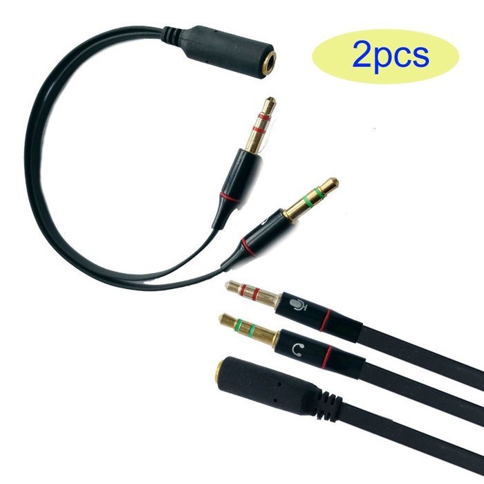 Seadream 2Pack 3.5mm Female to Dual 3.5 Male Headset Mic & Stereo Audio Y Splitter Cable Adpter (2pack Black) N5