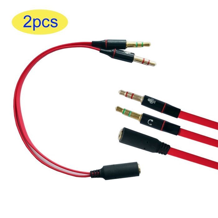 Seadream 2Pack 3.5mm Female to Dual 3.5 Male Headset Mic & Stereo Audio Y Splitter Cable Adpter (2pack Black) N6
