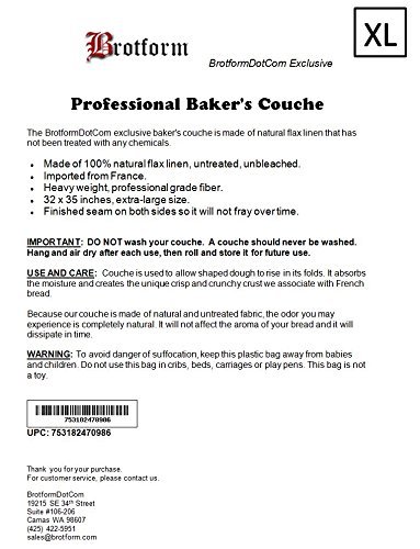 BrotformDotCom Bakers Couche, 26 by 24-Inch, Natural Linen N3