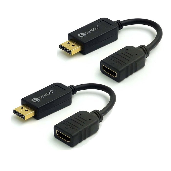 SIENOC Displayport DP Male to HDMI Female DP to HDMI Adapter Cable Video Audio Converter Color Black Pack of 2 N6