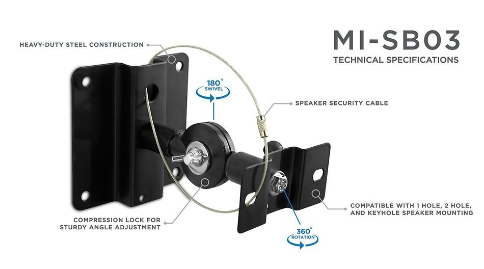 Mount-It! MI-SB03 Dual Low Profile Heavy Duty, Anti-Theft, Universal, Adjustable, Articulating, Hi-Fi Audio Media... N5