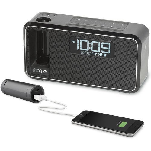 iHome All in One Compact Bluetooth Wireless Dual Alarm Clock with Large Easy to Read Backlit LCD Display Plus... N4
