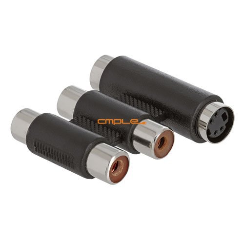 Cmple - 3-RCA Jacks to 3-RCA Jacks Coupler White/Red/Yellow N2