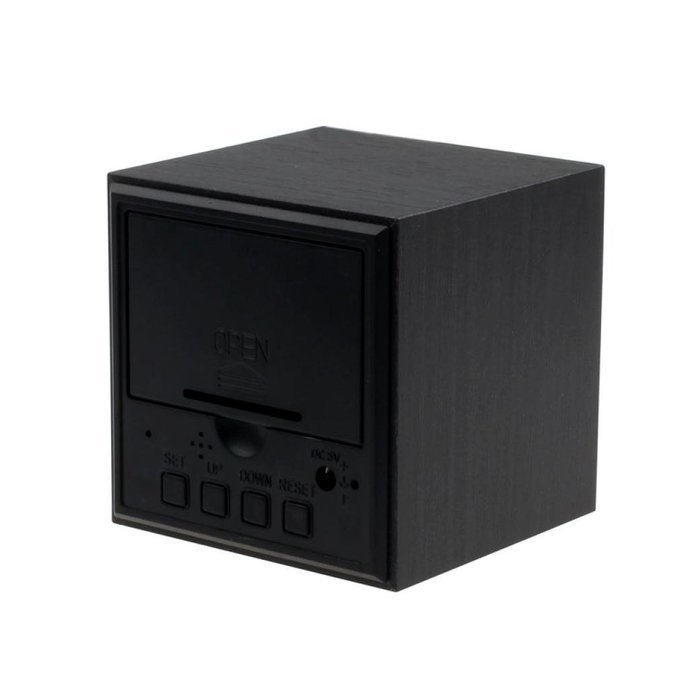 DZT1968&reg; Digital LED Black Square Wooden Alarm Clock Voice Control N6