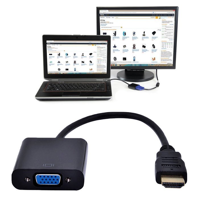 HDE 1080p HDMI to VGA HDTV Gold Plated Active Adapter Video Converter with 3.5mm Audio Cable and Micro USB Port... N7