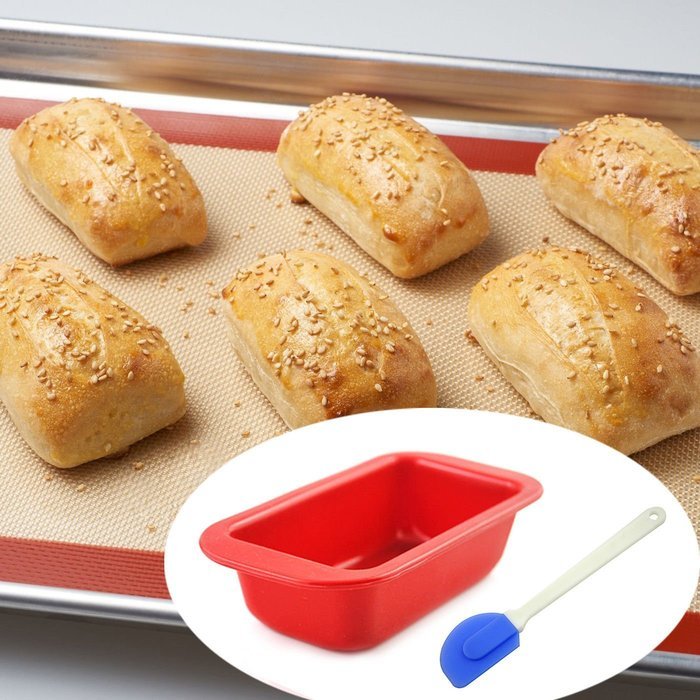 Loaf Pan Rectangle Bread Non Stick Silicone Bakeware Molds with 2pcs Spatulas 4.33inch long X 2.44inch wide X...