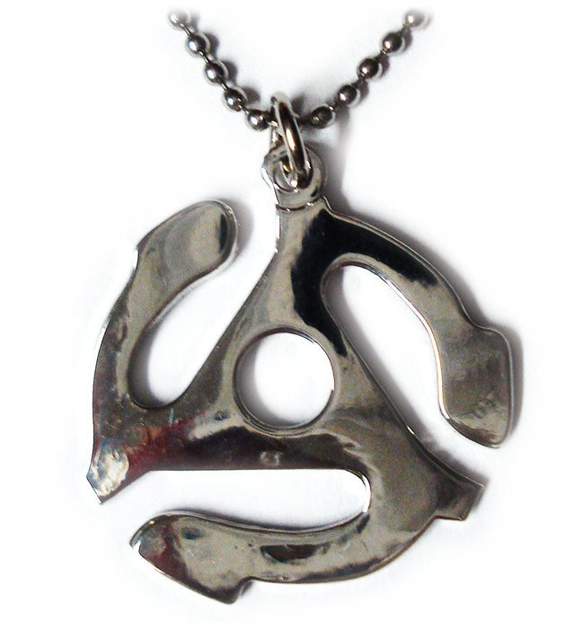 45 RPM Vinyl Record Adapter Spindle Replica Pendant Necklace