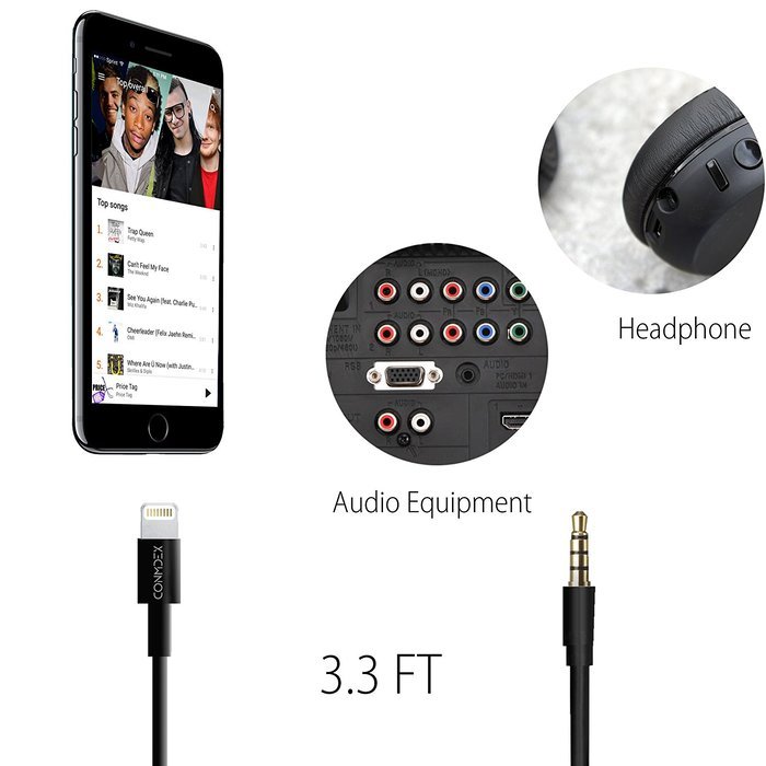 Lightning to 3.5 Male AUX Stereo Adapter Cable CONMDEX iPhone 7/7 Plus Car Male to Male Auxiliary Audio Adapter... N23
