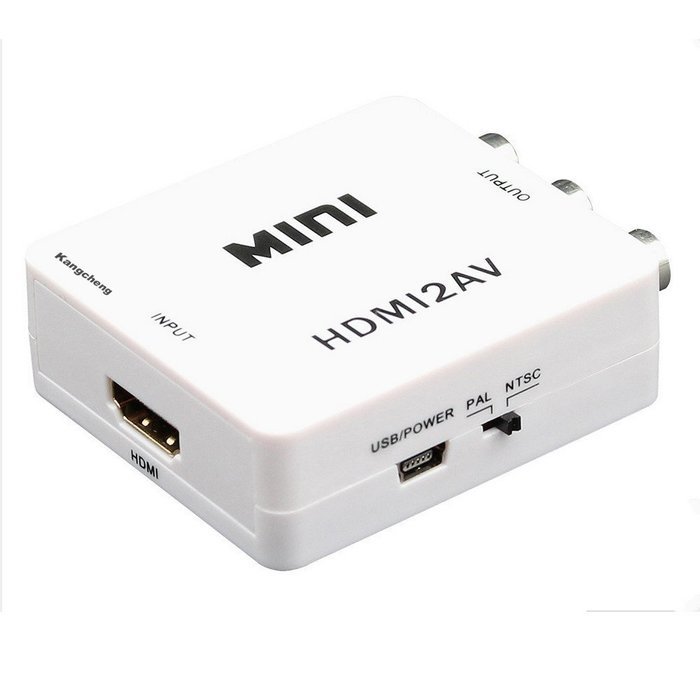 Kangcheng 1080p HDMI to RCA CVBS AV Composite Converter HDMI2AV Adapter support PAL/NTSC TV format output(black) N4