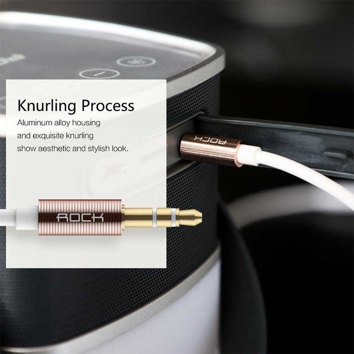 【Audio Cable】ROCK 2.6ft/80CM 3.5mm In-line Control Tangle-Free Male To Male Universal Stereo Audio Cable with... N10