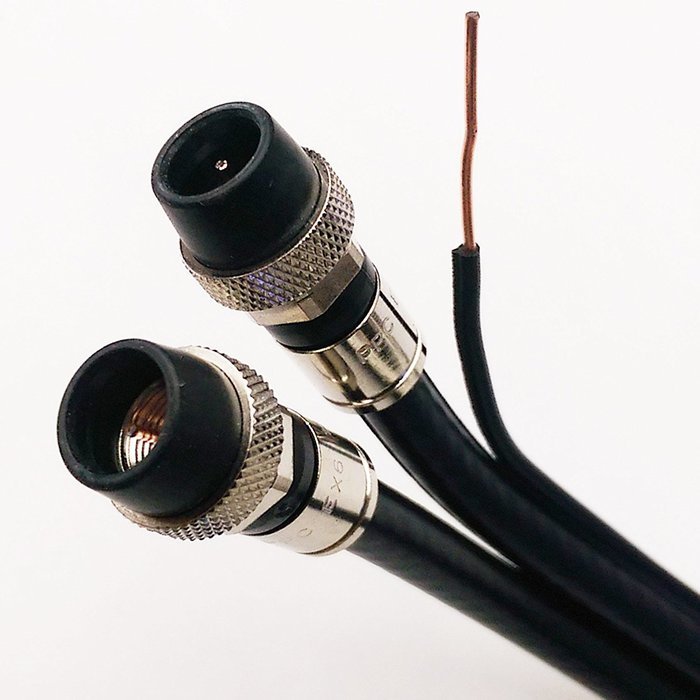 75ft OUTDOOR DUAL RG-6 Coax Cable w/ Ground Messenger 3Ghz 75 Ohm UL ETL CM WATER SEAL Compression Connectors...