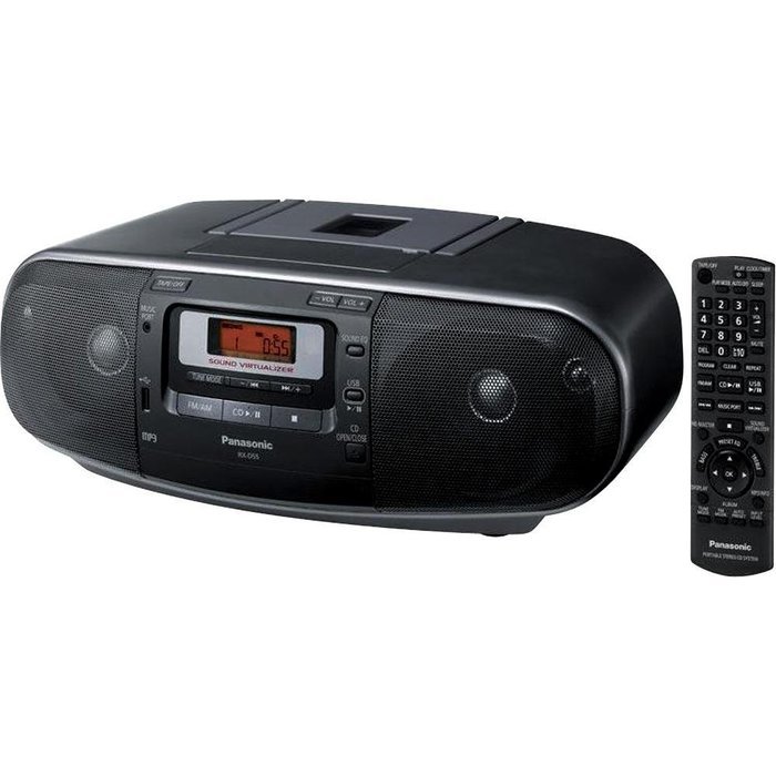 Panasonic RX-D55GC-K Boombox  High Power MP3 CD AM/ FM Radio Cassette Recorder with USB & Music Port Sound with...