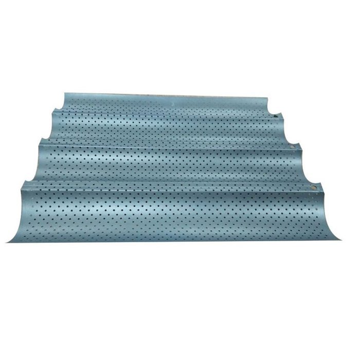 B1ST French Bread Pan Non-stick Perforated Baguette Pan 4 Wave Loaf Bake Mould Silver N3