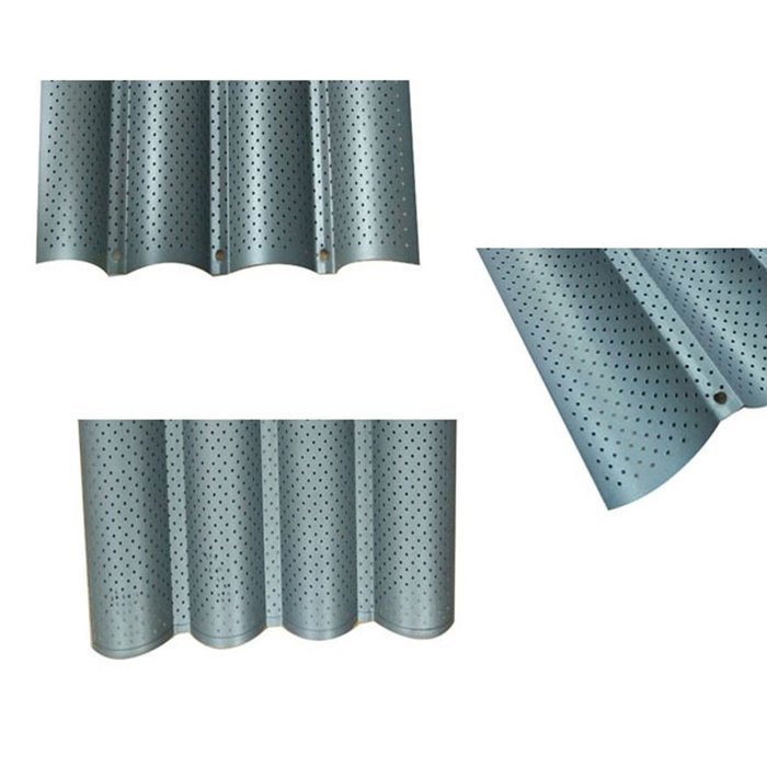 B1ST French Bread Pan Non-stick Perforated Baguette Pan 4 Wave Loaf Bake Mould Silver N4