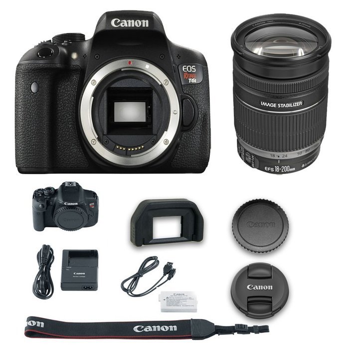 Canon T6i DSLR Camera + Canon EF-S 18-200mm f/3.5-5.6 IS Lens + All Original Accessories Included - International...