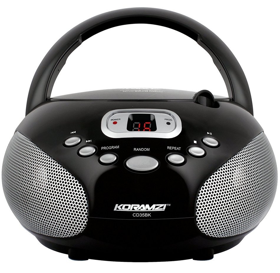Koramzi Portable CD Boombox Stereo Sound System with Top-Loading CD Player, AM/FM Radio, and Aux Line-In- CD35... N2