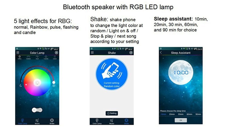 VONGEM LED Speaker 4.0 Lamp Electronic Night Light APP Bluetooth Light with Remote Controlled and Multi-color... N4
