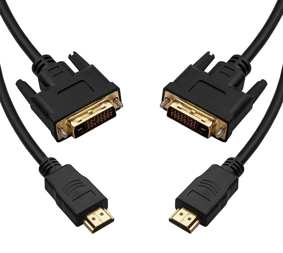 2 Pack: High Speed DVI to HDMI 3 Feet Cable in Black, Bi-directional Digital Transmission - High Bandwith Supported... N3