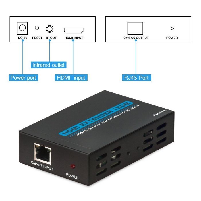 HDMI Extender, Matcis&reg; HDMI Signal Extenders Over CAT 5e/6 UTP/STP Ethernet Cable Up to 120m (Up to 120M, Sender... N13
