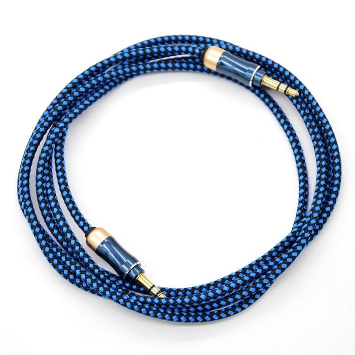 eBerry [A04 3.5mm Male to Male Audio Cable] Special Color Contrast Nylon Fiber Cloth Foil Shielded Slim Waist... N22