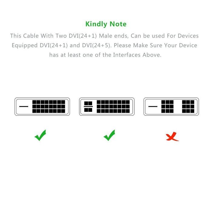 Ugreen DVI-D 24+1 Dual Link Male to Male Digital Video Cable Gold Plated with Ferrite Core Support 2560x1600 for... N4