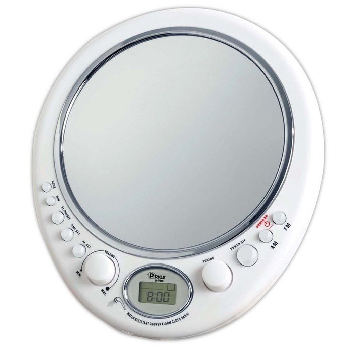 Pyle Home PSR9 Water Resistant Clock Radio - Anti Fog Mirror N4