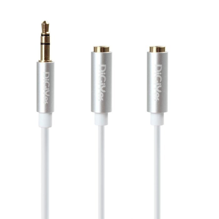 DiGiYes&reg; 1.8m（6ft） 3.5mm Male to 2 x 3.5mm Female Aux Stereo Audio Splitter Cable Gold Plated Metal Connector... N7