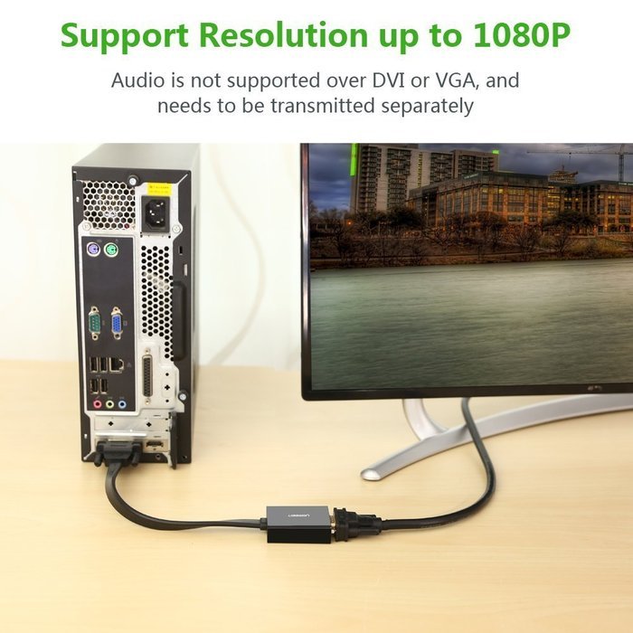 DVI to VGA, Ugreen Active 1080p DVI-D to VGA Adapter 24+1 DVI Male to VGA Female Converter, 60HZ and 3D, for PC... N2