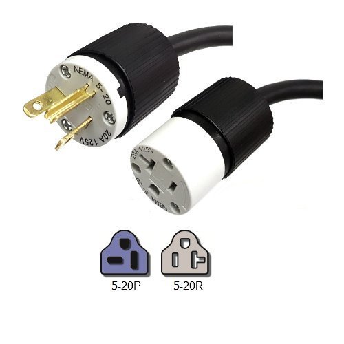 NEMA 5-20 Extension Power Cord - 6 Foot, 20 Amps/125V, 12 AWG - Iron Box # IBX-1010-06 N3