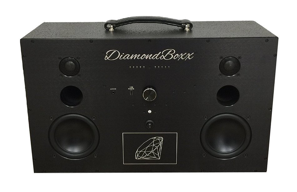 DiamondBoxx Model L Wireless BlueTooth Speaker / Boombox (Black with Black Aluminum)