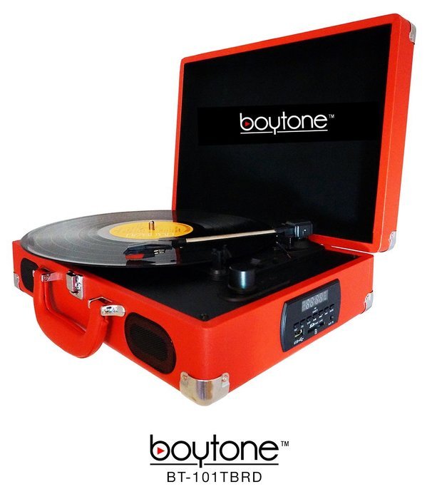 Boytone Bundle Package BT-101TBRD Turntable, AC-DC Built in Rechargeable Battery, 2 Speakers, 3 Speed, LCD Display... N3