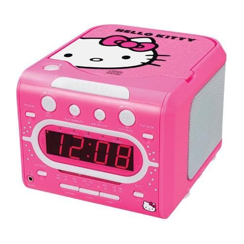 HELLO KITTY KT2053 AM/FM Stereo Alarm Clock Radio with Top Loading CD Player