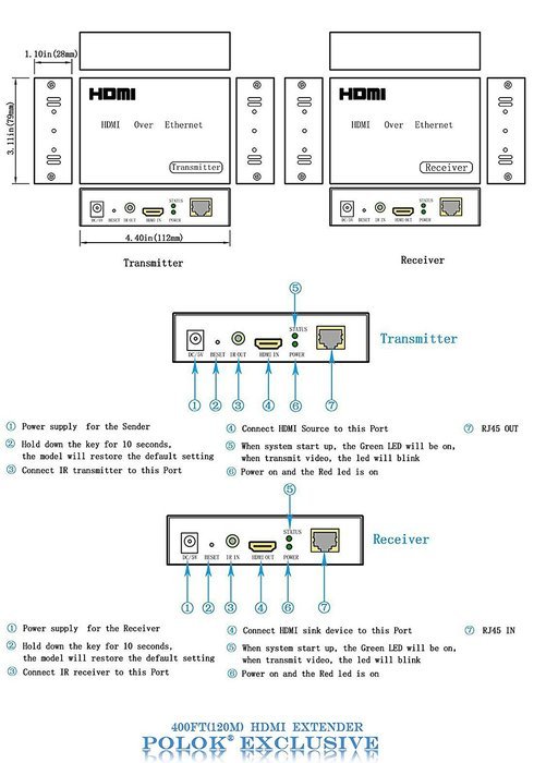 DISTANCER HDMI Extender by TCP/IP Over Ethernet Over Single Cat5e Cat6 Cable Up to 395ft(120m) with IR, Support... N2