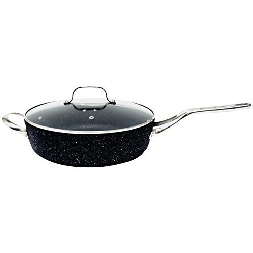 New THE ROCK by Starfrit 060318-003-0000 THE ROCK by Starfrit 11", 4.7-Quart Deep Saute Pan with Glass Lid & Stainless...