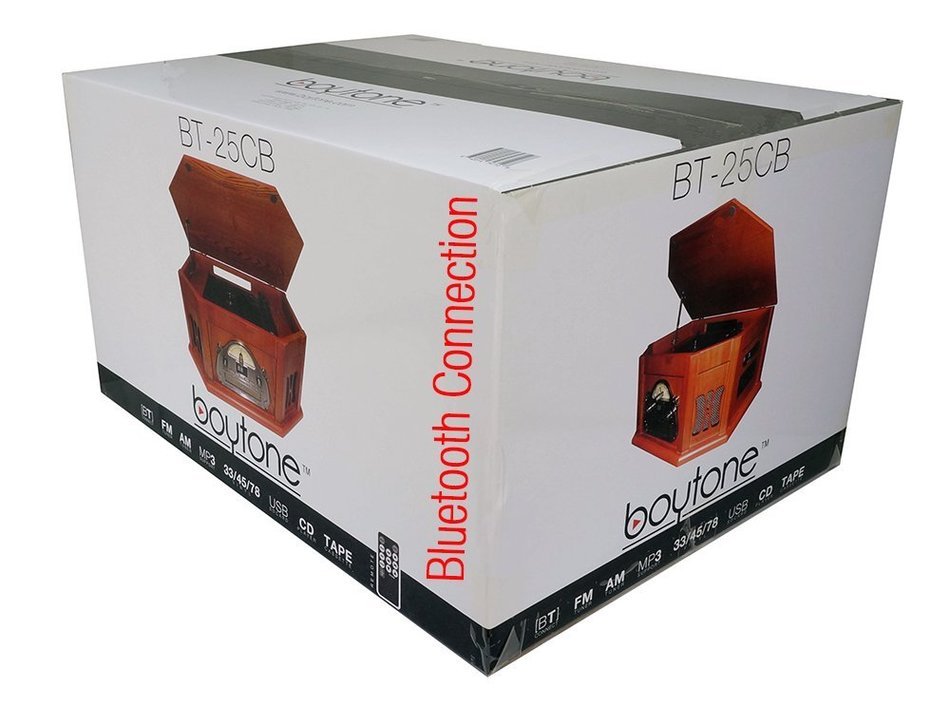 8-in-1 Boytone BT-25CB with Bluetooth Connection Natural Wood Classic Turntable Stereo System, Vinyl Record Player... N3