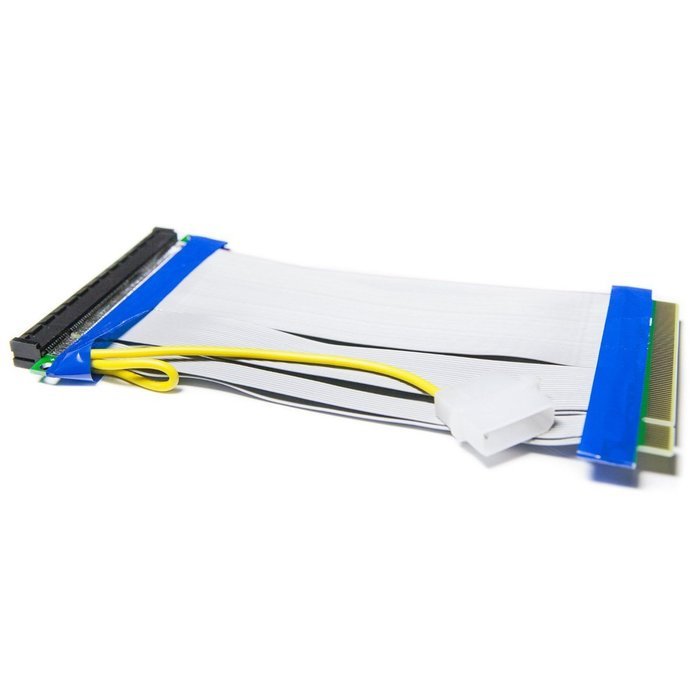 PCIe 16x to 16x Powered Flexible Riser Extender Cable with Molex (Bitcoin Mining / Gaming) N2
