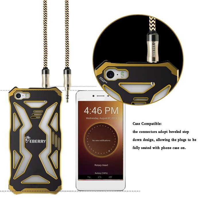 eBerry [A04 3.5mm Male to Male Audio Cable] Special Color Contrast Nylon Fiber Cloth Foil Shielded Slim Waist... N32