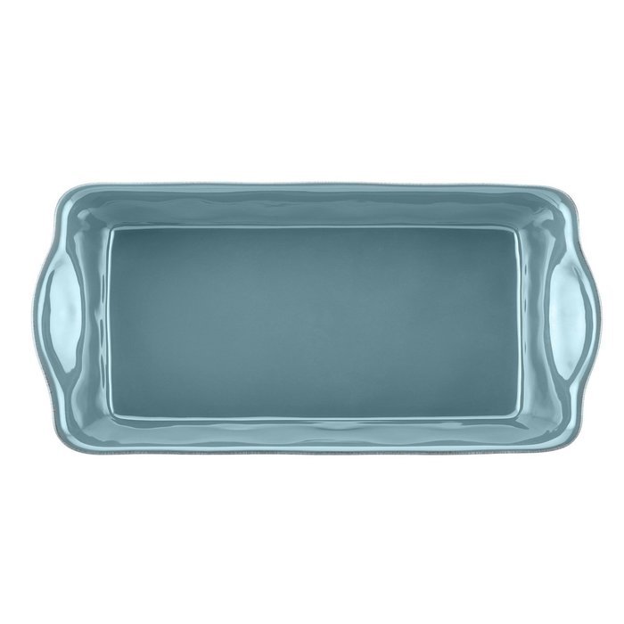 Premium Rachael Ray Cucina Stoneware Rectangle Blue Loaf Pan and a Multi Purpose Scraper N5