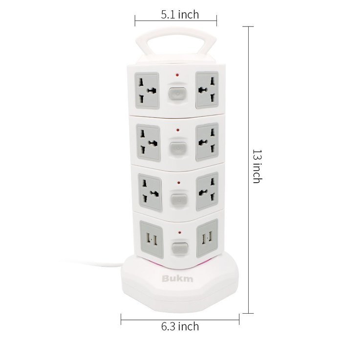 USB Power Strip, Bukm 14-Outlet Surge Protector, 4-Port USB Travel Charger Charging Station with 6.5 Feet Cord... N8