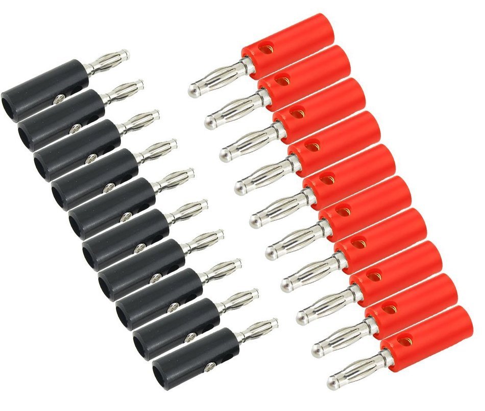 Wiwaplex 10 Pairs Audio Speaker Wire Cable Banana Plugs Screw Type Connectors 4mm N4