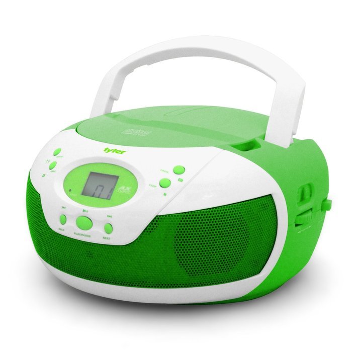 Tyler Portable Neon Green Stereo CD Player with AM/FM Radio and Aux ...