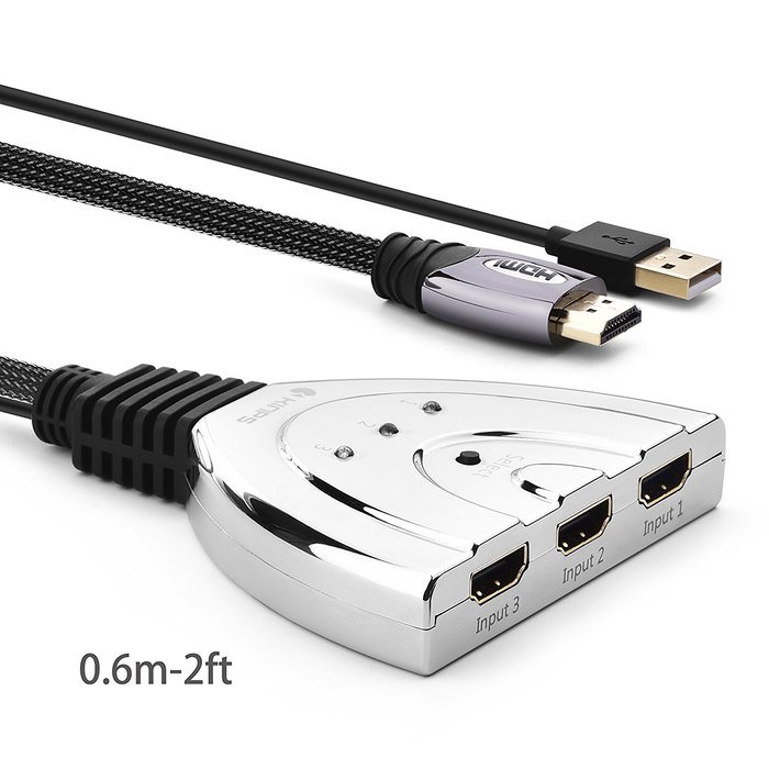 HDMI Switcher, Kinps&reg; 3 Port HDMI Switch for Switching Multiple Input Sources, High Speed Supports High Resolution... N6