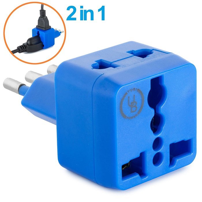 Yubi Power 2 in 1 Universal Travel Adapter with 2 Universal Outlets - Built in Surge Protector - 3 Pack - Black... N105