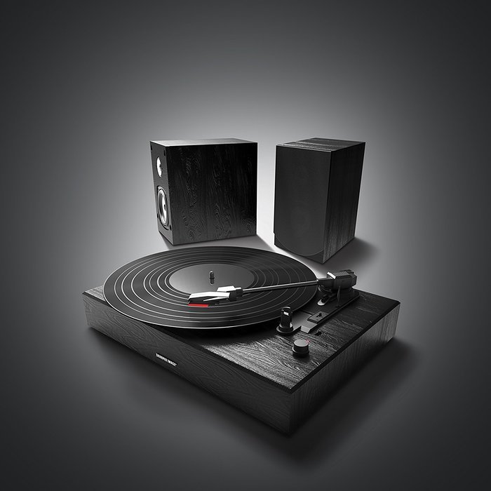 Sharper Image SBT4001BK Bluetooth Streaming Turntable Sound System with Two External Stereo Speakers (Black)