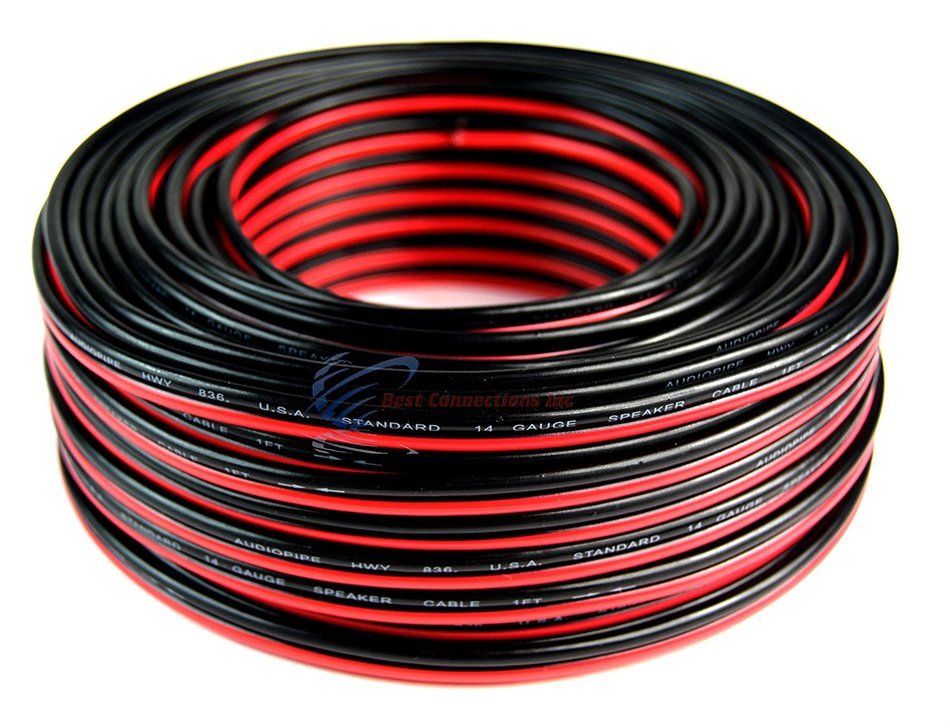 100' Feet 14 Gauge Red Black Stranded 2 Conductor Speaker Wire Car Home Audio Ga N3