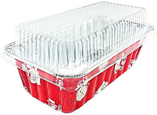 Handi-Foil 2 lb. Red Holiday Christmas Snowman Aluminum Foil Loaf / Bread Baking Pan w/Clear Dome Lid (25) N11