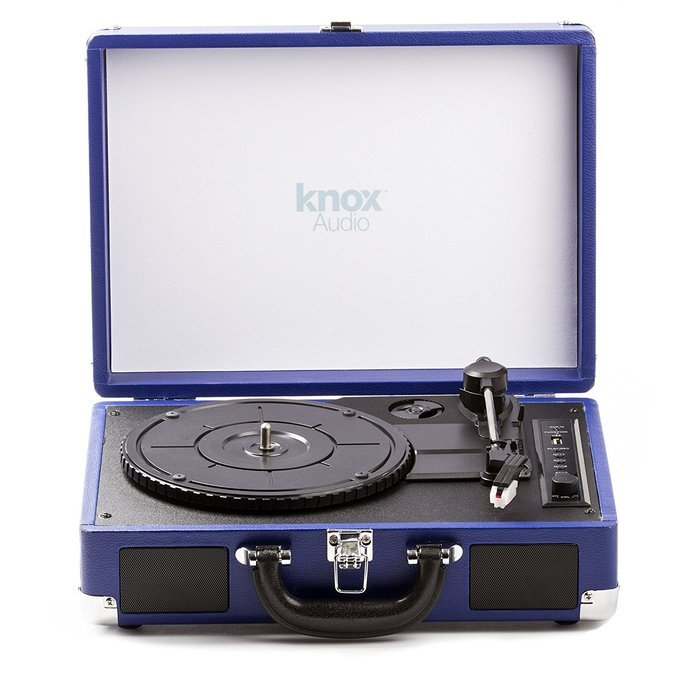 Knox Portable Bluetooth USB Turntable with Built-in Speakers (Blue) N5