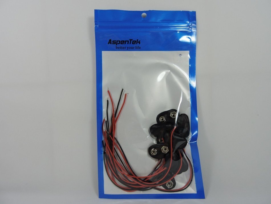 AspenTek 12cm/4.72 Inch 9v Battery Clip Snap Accessories (10-piece Pack) N4
