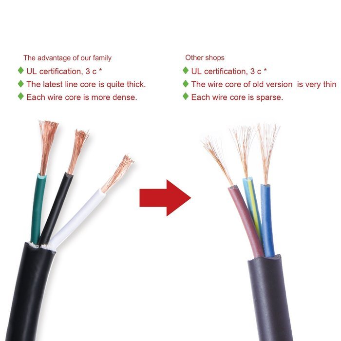 JACKYLED 2-PACK 16AWG Power Cord, Universal Power Cord, NEMA 5-15P to NEMA 5-15R, Black, 10 Feet/3m, UL listed N12
